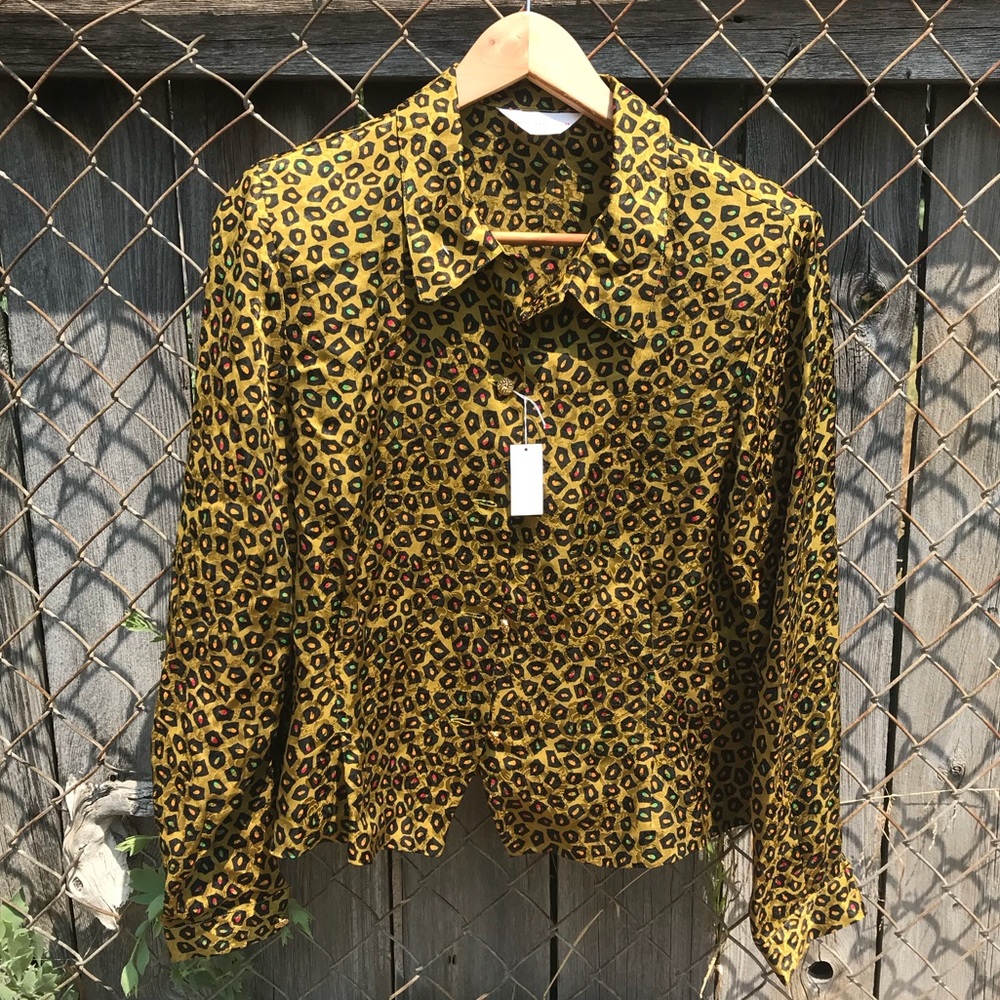 80s Pattern Silk Blouse